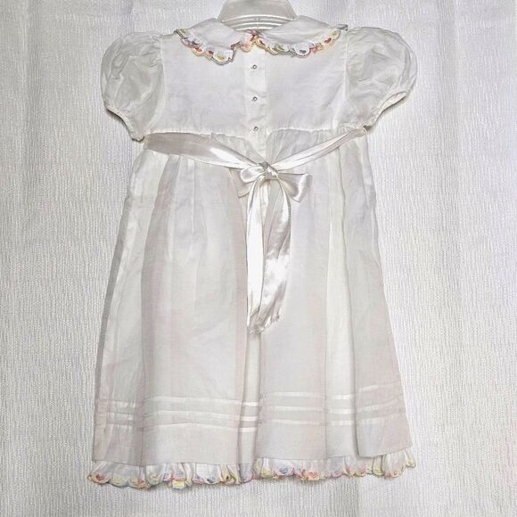 Leonarda Designs White Organza Overlay & Embroidered Cotton Puff Sleeve Dress - Picture 4 of 11